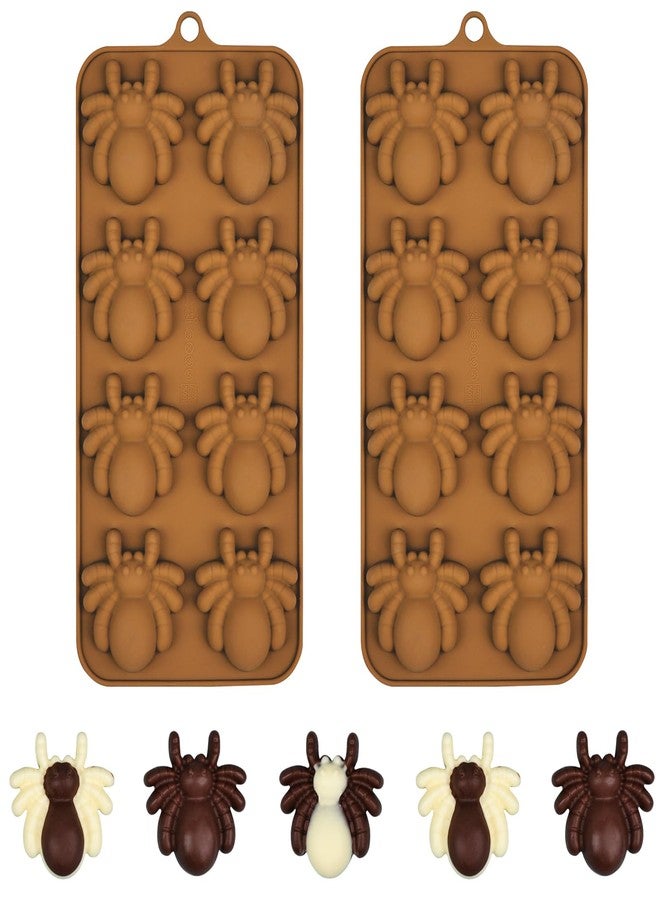 EDUEE Spider Chocolate Molds Halloween Silicone Molds 2pcs for Candy, Ice Cube, Soap, Cupcake Decoration - Image 1