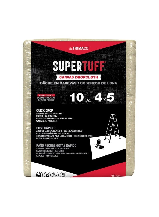 Trimaco SuperTuff 10 oz thick Heavyweight Canvas Drop Cloth, 4-feet x 5-feet - Image 1