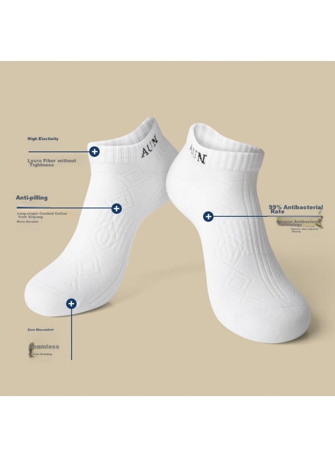 AUN Aun Men's Socks, Antibacterial Silver Ion, Low-cut, Solid Color, Casual, Breathable, Athletic Men's Socks, One Size Fits All - Image 3