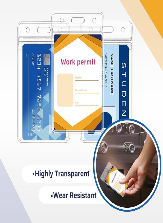 HCS Transparent and Clear Plastic for PVC ID Card Badge Holder, Vertical Style with Zip Lock Seal | Waterproof with Extra Thickness for Office, Schools and Colleges ((Vertical - Pack of 50)) - Image 5