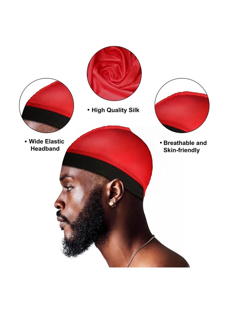 4Pcs Silk Wave Caps for 360 Waves, Comfortable Compression Durag for Men, Large Size Satin Caps Ideal for Adult Wave Styles - Image 2