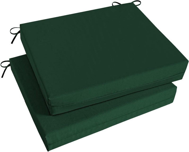 Basic Beyond Outdoor Chair Cushions Set of 2, Waterproof Outdoor Cushions with Ties, Square Corner Patio Furniture Cushions, 18.5"x16"x3", Forest Green - Image 1