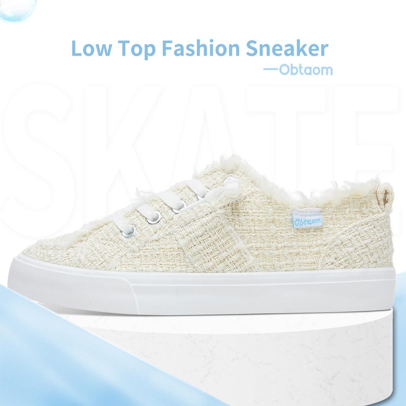 Obtaom Womens Play Canvas Sneakers Cute Tie Dye Slip on Shoes Comfortable Canvas Sneakers for Fashion Lady(Beige Yellow,US6) - Image 4