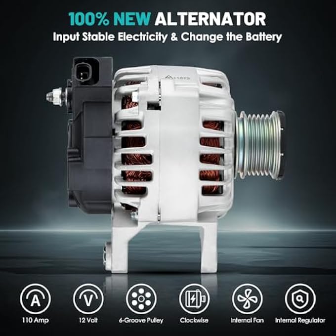 Farrme 11673 Car Alternators Fit for Nissan Sentra 2013-2019 L4 1.8L Automotive Replacement Alternators 11673N, 23100-3SH2B, 231003SH2B, 2611855B, FG12T039, AVA0169, 400-40136 110 Amp, 6-Groove Pulley - Image 3