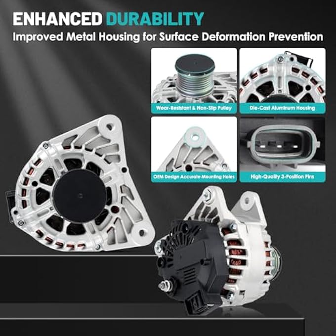Farrme 11673 Car Alternators Fit for Nissan Sentra 2013-2019 L4 1.8L Automotive Replacement Alternators 11673N, 23100-3SH2B, 231003SH2B, 2611855B, FG12T039, AVA0169, 400-40136 110 Amp, 6-Groove Pulley - Image 4