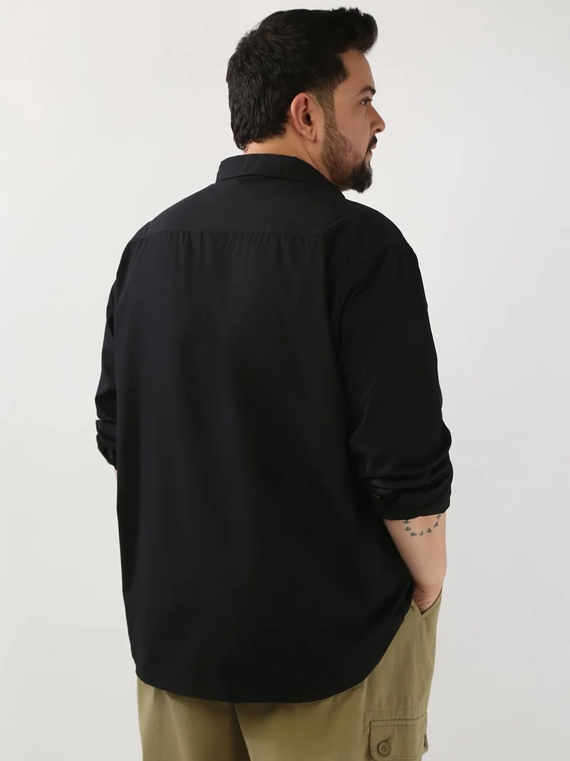 Urbano Fashion  Urbano Plus Men's Black Cotton Full Sleeve Regular Fit Casual Solid Shirt  | Best Price UAE