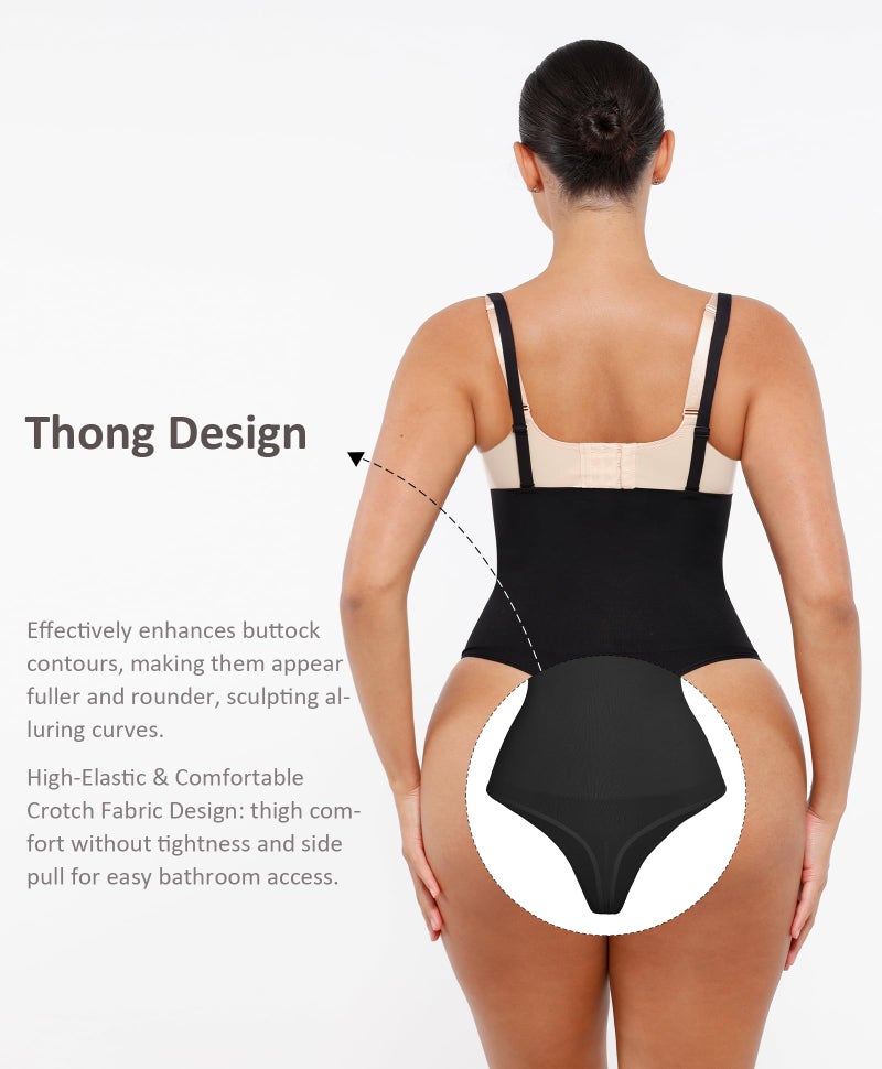 FeelinGirl Shapewear Tummy Control Thong Faja Underwear Body Shaper Panties Seamless Shape Wear Plus Size Black XL-XXL - Image 4