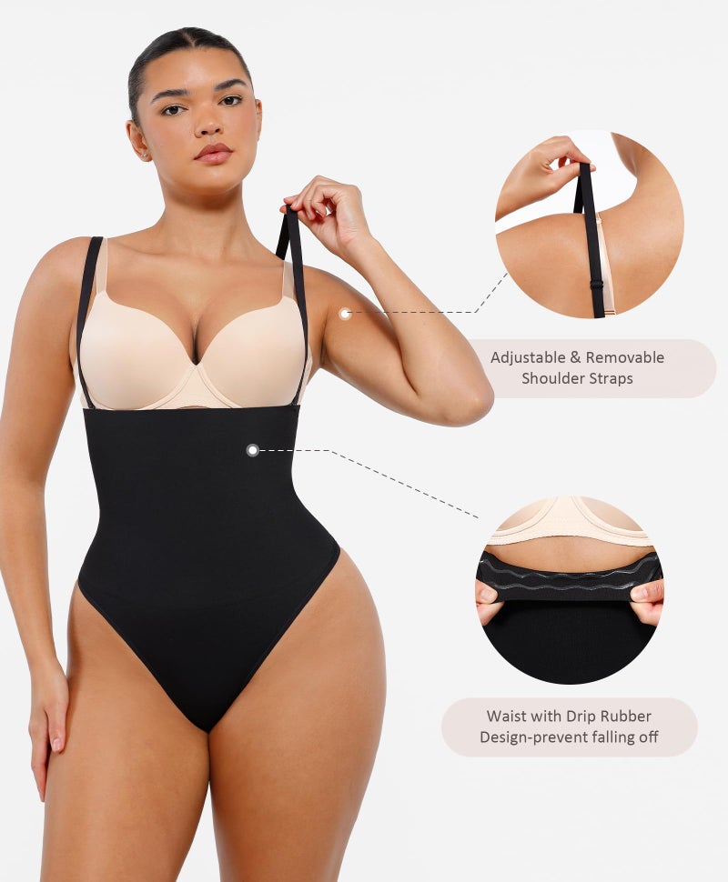 FeelinGirl Shapewear Tummy Control Thong Faja Underwear Body Shaper Panties Seamless Shape Wear Plus Size Black XL-XXL - Image 5