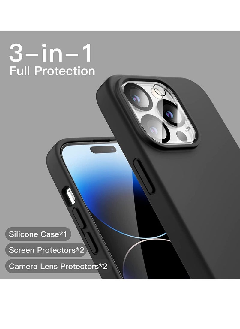 ELTRAZONE - 3 in 1 Silicone Case for iPhone 14 Pro Max 6.7-Inch, with 2-Pack Screen Protector and 2-Pack Camera Lens Protector, Full Coverage Tempered Glass Film - Image 1