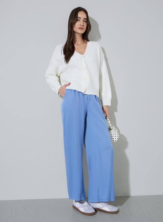 Styli Off White Solid Button Down Cardigan - Image 2