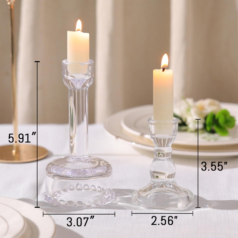 Lanttu Circle Candlestick Holders Bulk, 6 Pcs Clear Combination Candle Holders Set, Crystal Candle Holders for Wedding, Table Centerpiece, Home Decoration - Image 4