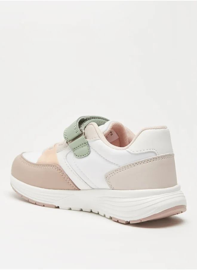 جونيورز Colourblock Sneakers with Hook and Loop Closure