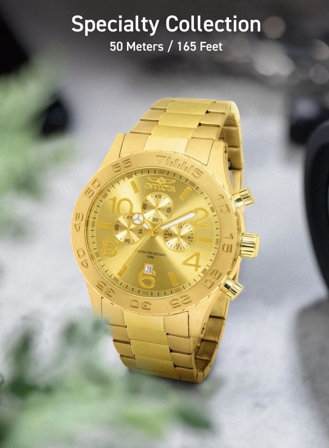 Invicta Men's 1270 Specialty Chronograph Gold Dial 18k Gold Ion-Plated Stainless Steel Watch - Image 5