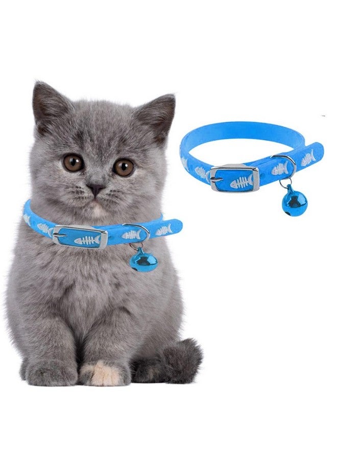 Western Era Multicolored Adjustable Rubber Silicone Cat Collar|Stylish Training Fusion|Redefining Feline Style|Rubber Cat Collar In A Vibrant Hue Silicone Cat Collar With Bell (Blue) - Image 1
