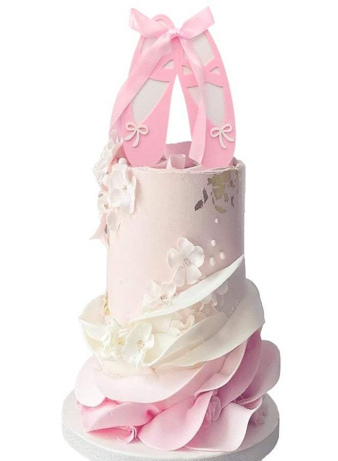 ChoJoy Ballet Cake Topper Ballet Shoes Birthday Decoration with Acrylic Ballet Shoes Pink Bow for Birthday Party - Image 1