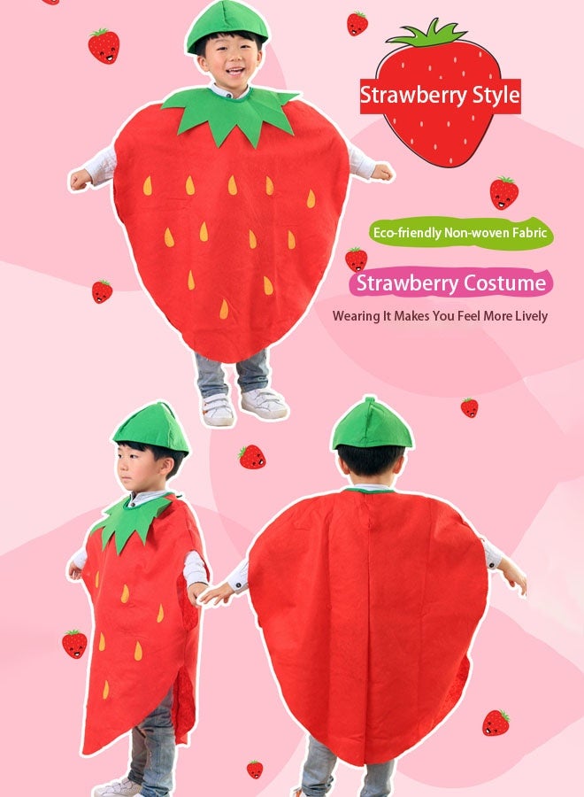 TAPIT Unisex Halloween Strawberry Costume Dress Set Fruits Costume Suit with Hat for Halloween Cosplay Dress up Party Performance Costumes - Image 1