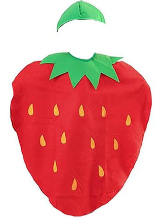 Unisex Halloween Strawberry Costume Dress Set Fruits Costume Suit with Hat for Halloween Cosplay Dress up Party Performance Costumes - view 3