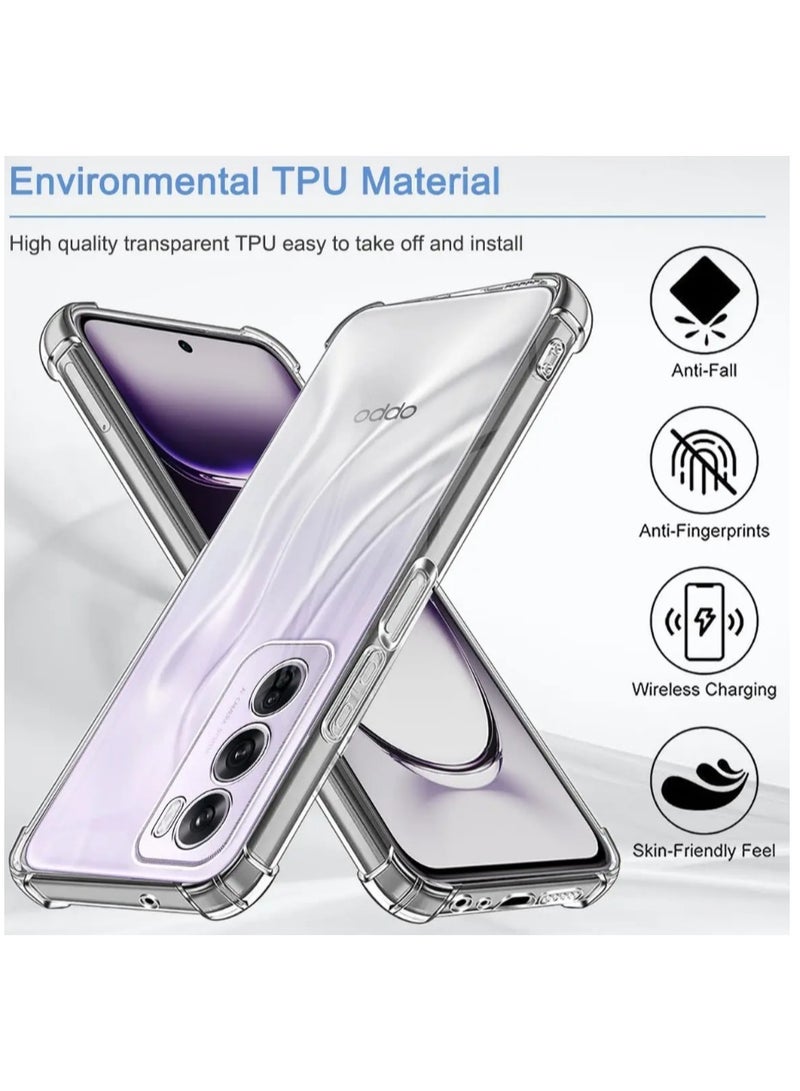 For OPPO Reno 12 5G Case, Soft TPU Back Cover Shockproof Silicone Bumper Anti-Fingerprints Full-Body Protective Case Cover for OPPO Reno 12 5G (Transparent) - Image 2