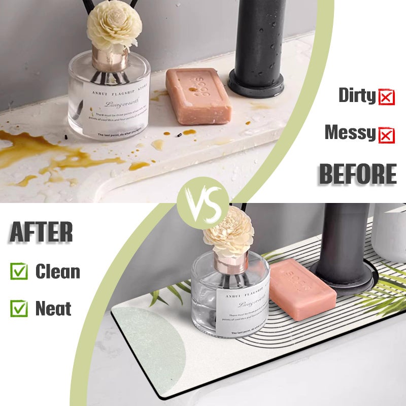 aquoechd Sink Faucet Absorbing Mat, 2 Pack Drying Mat Around Faucet Sink Splash Guard Behind Faucet Sinkmat For Kitchen Bathroom Island Rv 24 * 5.5 Inch (60 * 14 cm) - Image 3