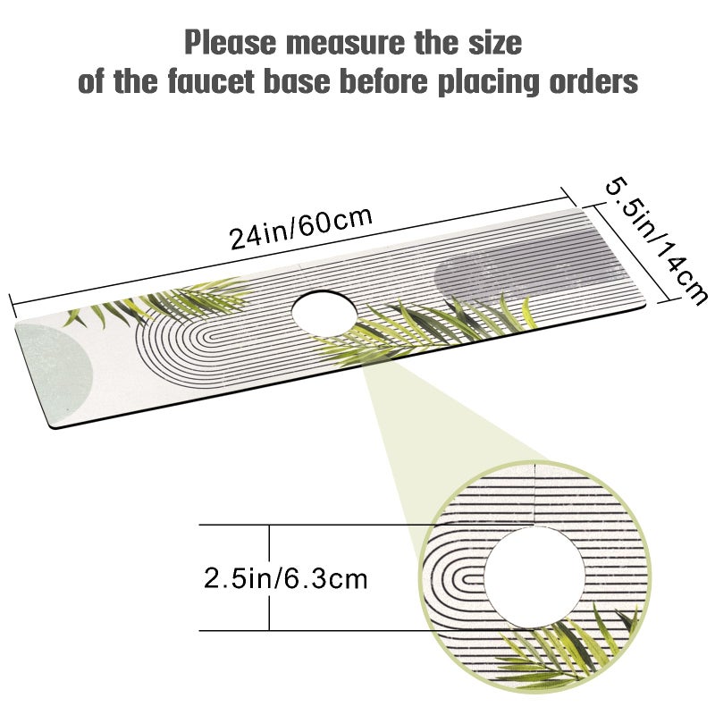 aquoechd Sink Faucet Absorbing Mat, 2 Pack Drying Mat Around Faucet Sink Splash Guard Behind Faucet Sinkmat For Kitchen Bathroom Island Rv 24 * 5.5 Inch (60 * 14 cm) - Image 2