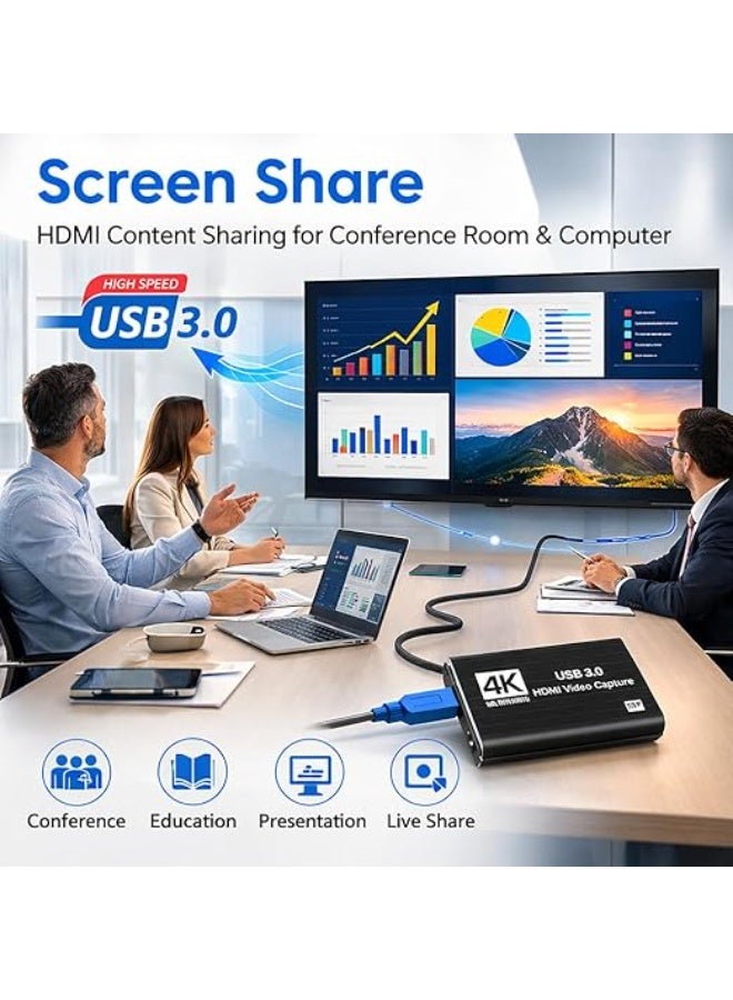 كارت التقاط فيديو HDMI USB 3.0 | جهاز تسجيل 1080P 60FPS للبث المباشر والألعاب والتسجيل متوافق مع أجهزة الألعاب - Image 2