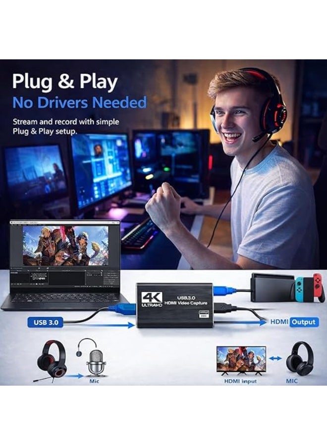 كارت التقاط فيديو HDMI USB 3.0 | جهاز تسجيل 1080P 60FPS للبث المباشر والألعاب والتسجيل متوافق مع أجهزة الألعاب - Image 5
