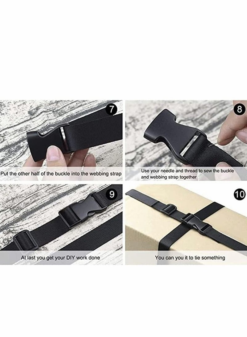 Y&D 1 Roll 5M Nylon Webbing Strap and 6 Pcs Tri-Glide Adjustment Clips Flat Side Release Buckles for Backpack Strapping Luggage Repairing Pet Collar, - Image 3