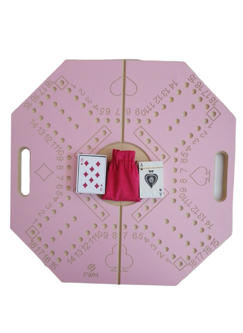 FWM - FWM Numbered Jackaroo for 4 players BOARD Foldable GAME Strategic Planning Fine Rose Wood 2 type play card Best Quality plastic play card 57 * 57 * 2cm size board+16 marbles - Image 1