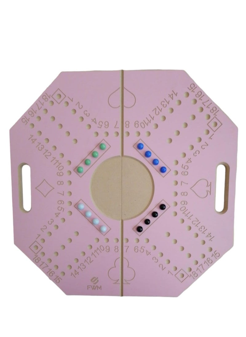 FWM - FWM Numbered Jackaroo for 4 players BOARD Foldable GAME Strategic Planning Fine Rose Wood 2 type play card Best Quality plastic play card 57 * 57 * 2cm size board+16 marbles - Image 1