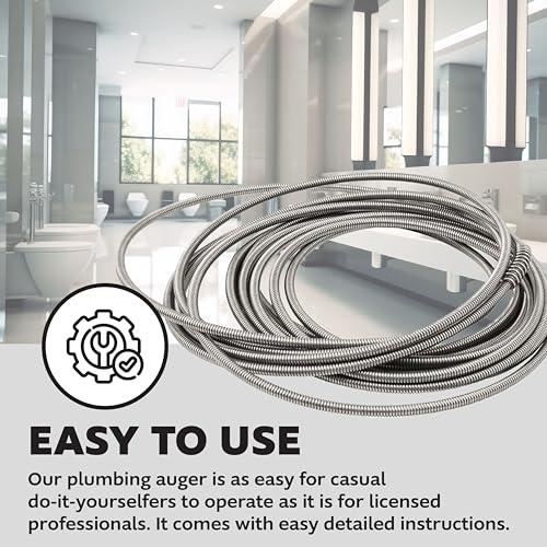 Plumb Craft .25-in. Diameter Steel 25-Foot Light Auger for Small to Medium Drains 7710025, Hand-Cranked Toilet Snake and Drain Clog Remover, Plumbing Snake for Toilets and 2-inch Wide Drains - Image 4