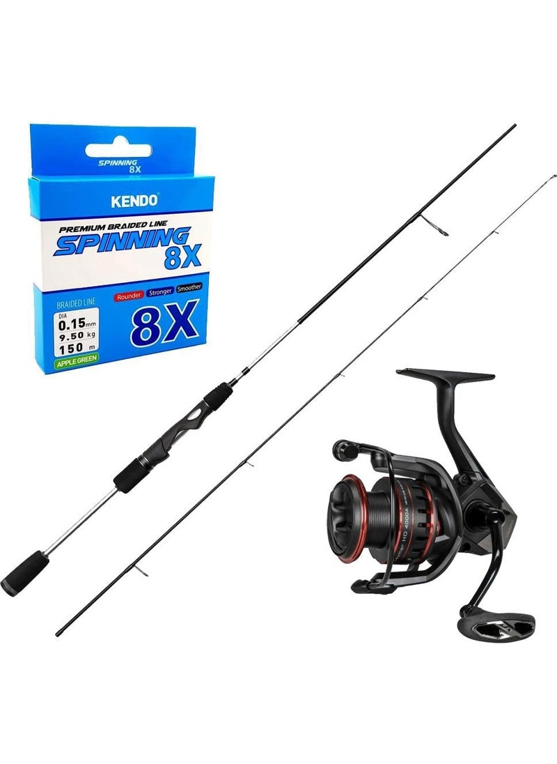 YekOutdoor - Top Level Okuma Spin Fishing Rod Set Okuma Helios Sx Spin 2.70CM 15-45 gr 2 Piece Spin Rod&okuma Ceymar Hd CHD-4000A Matt Black 7+1bb Fishing Reel - Image 1