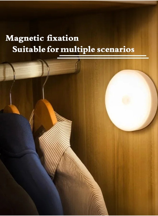 TSYO TSYO 2 Pcs Motion Sensor Light 8 LEDs Rechargeable Night Light Intelligent Human Body Sensor Night Light with USB Cable Magnetic Patch Cordless Safe Wall Light for Kitchen Bookshelves Drawers Yellow White  - Image 3