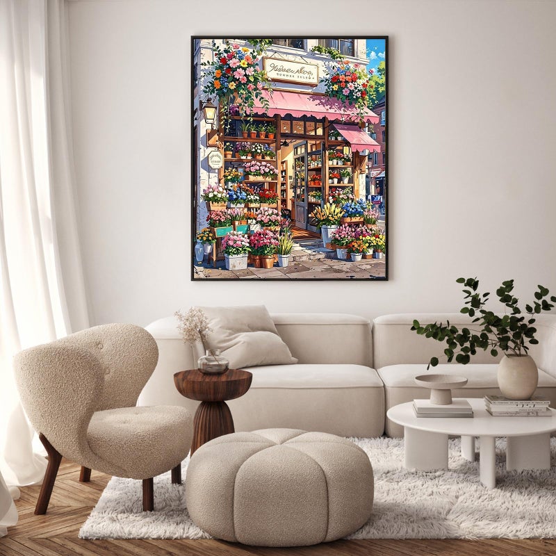 GEEHEIY Paint by Numbers Kit for Adults Street Paint by Numbers for Adults Beginner Flower Shop Adult Paint by Number Kits on Canvas Perfect for Home Decor Gift 16x20 Inch - Image 3