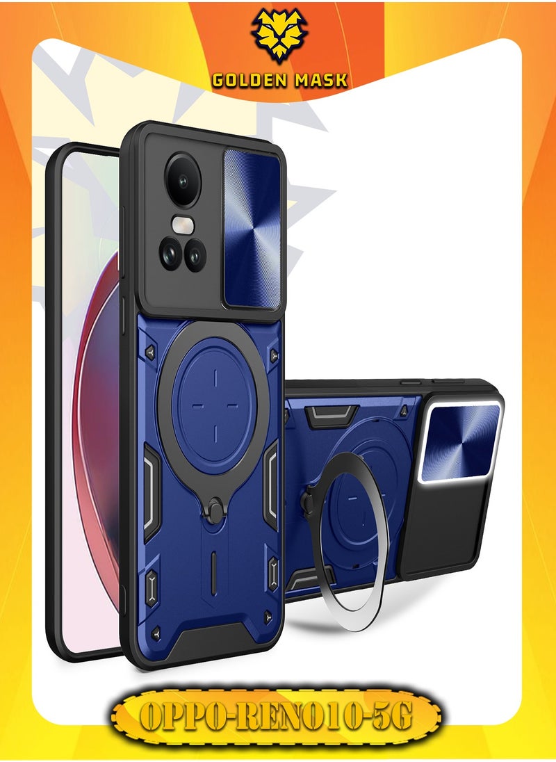 GOLDEN MASK - GOLDEN MASK For Oppo Reno10/Reno10 Pro Armored Camera Shield Cover Camera Lend Protection, Built-in 360° (Blue) - Image 1