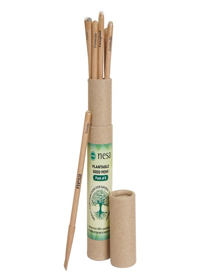 نيسا أقلام نيسا القابلة للزراعة مع بذور - أقلام حبر جاف أزرق | صديقة للبيئة ومستدامة | ورق معاد تدويره | عبوة من 8 أقلام | مجموعة هدايا للمدارس والمكاتب والمنازل والشركات - Image 1