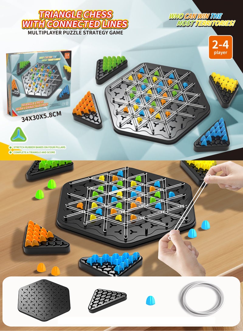 Triangle Chess with Connected Lines,Multiplayer Puzzle Stratery Game,2-4 Player Fun Table Top Game for Kids & Adults, Family Party Games