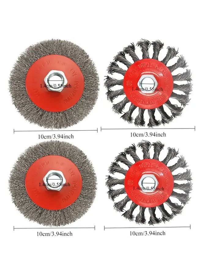 4Pcs 4 1 2 Inch Angle Grinder Wire Brush Set Durable Steel For Metal Polishing - Image 1