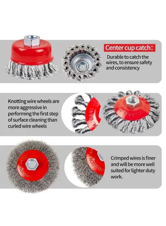 4Pcs 4 1 2 Inch Angle Grinder Wire Brush Set Durable Steel For Metal Polishing - Image 4