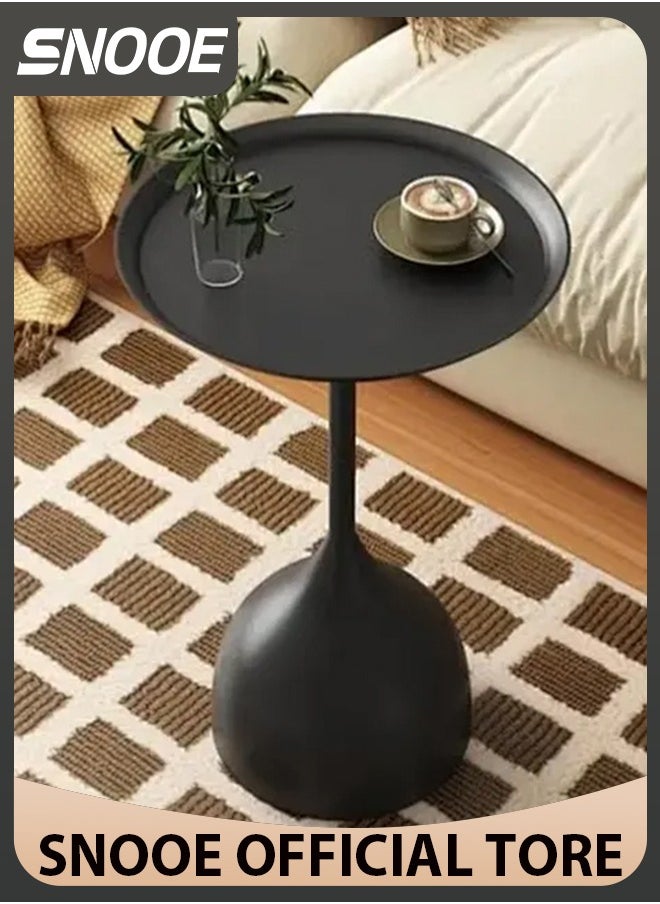 Snooe - Coffee Table, Nordic Sofa Side Decorative Small Space Living Room Bedroom Patio, Vintage Metal End Table, Metal Iron Outdoor Round Table Weather Resistant Anti-Rust Outdoor - Image 1