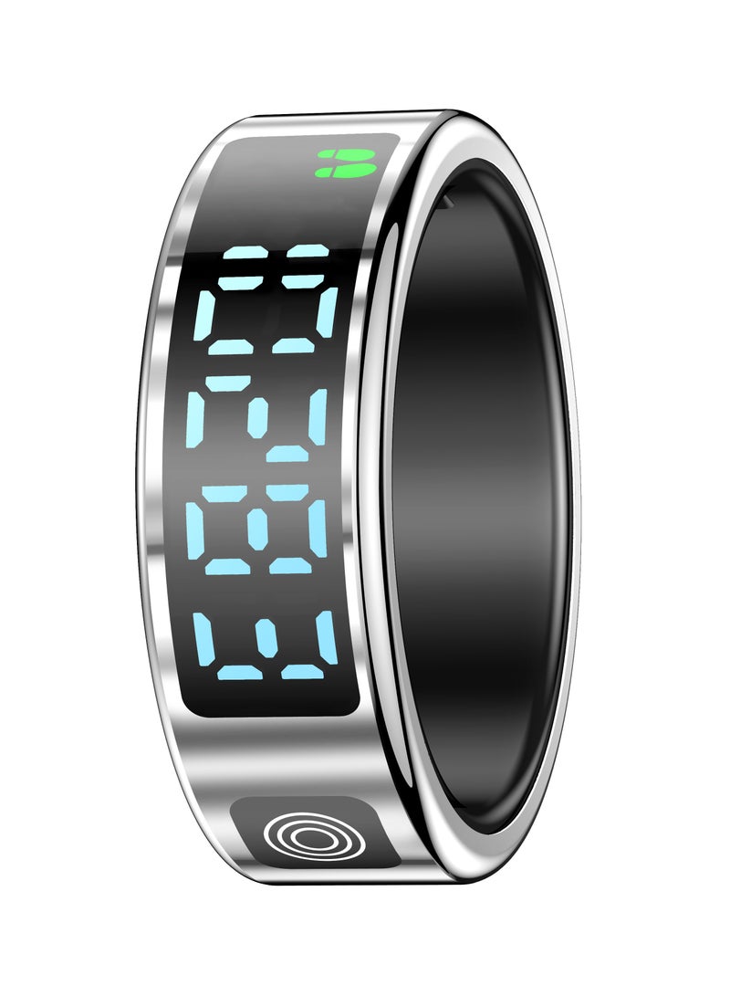 porodo FitsSync Smart Ring with Digital Display and Touch Scroll Function / Number 10 Ring Size (19.9mm Diameter) / IP68 Water Resistant / Health Monitoring - Silver  - Image 4