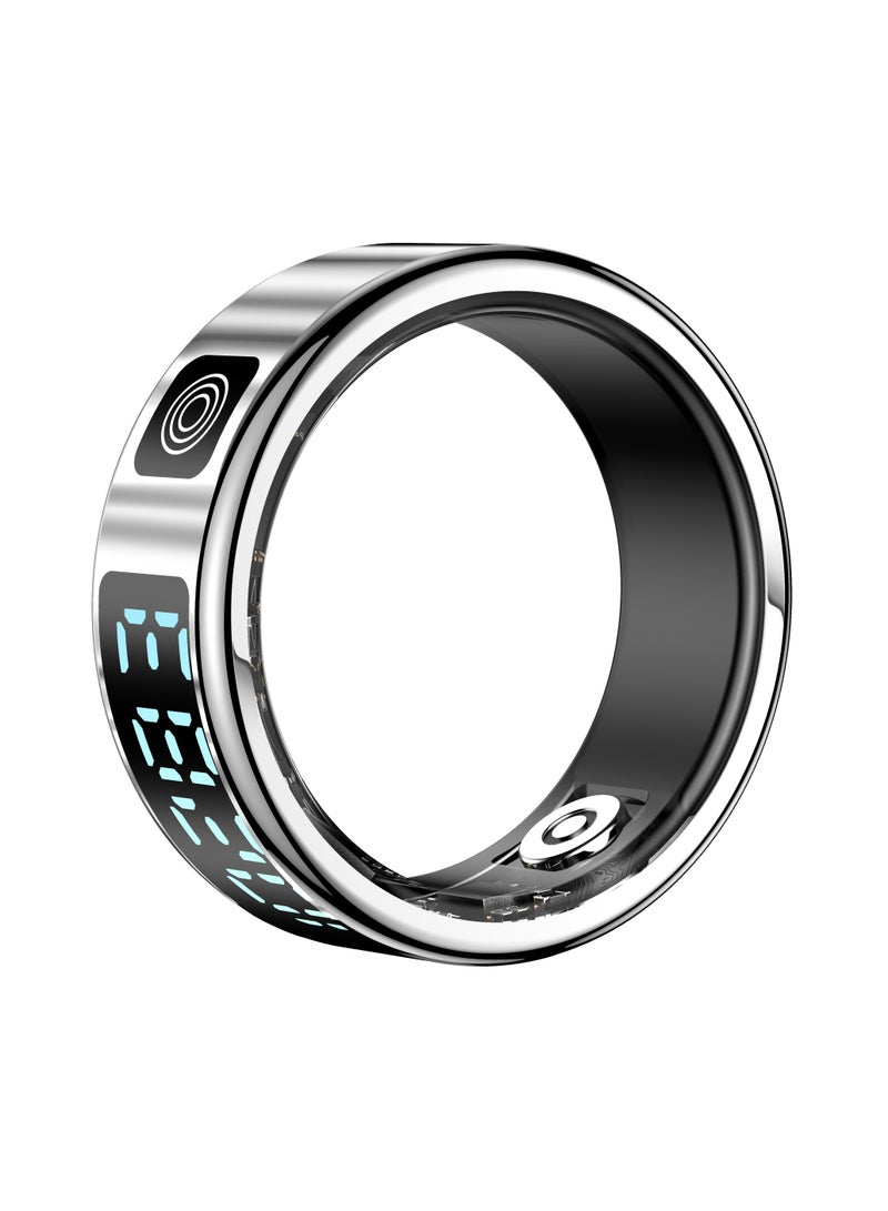porodo FitsSync Smart Ring with Digital Display and Touch Scroll Function / Number 10 Ring Size (19.9mm Diameter) / IP68 Water Resistant / Health Monitoring - Silver  - Image 5