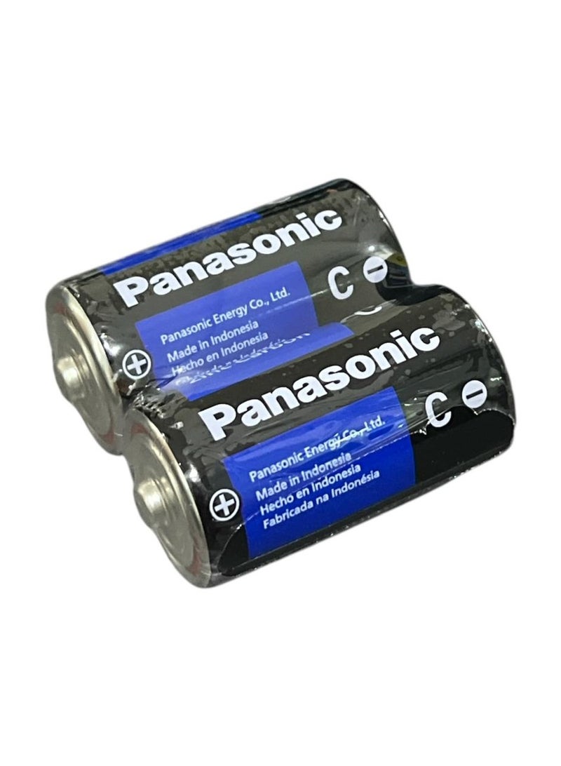 Panasonic 2 Pcs C Batteries Zinc Carbon R14UPT/2S, Anti-Leak Protection, General Purpose