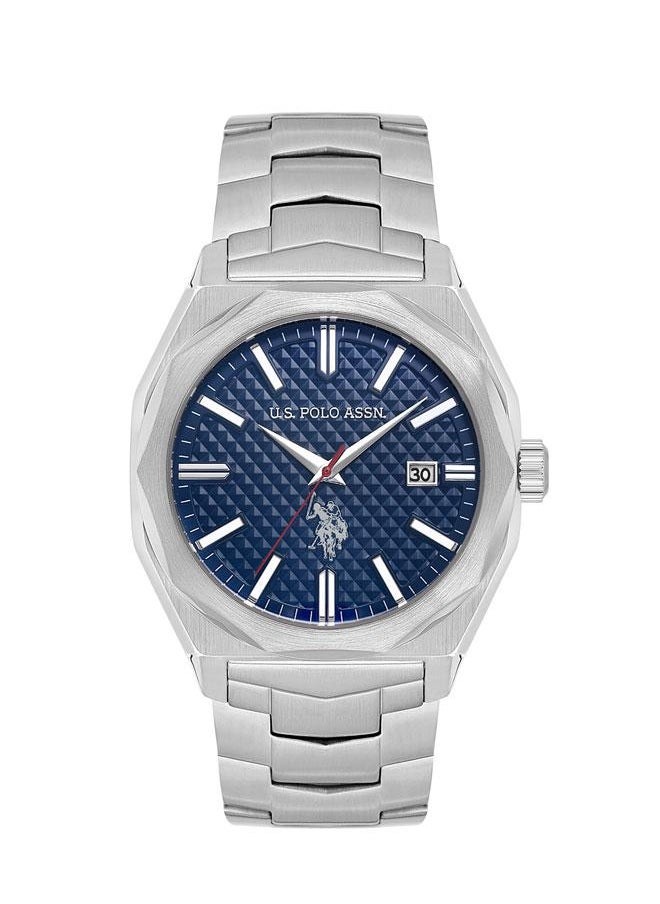 U.S. Polo Assn. U.S. Polo Assn. USPA1059-01 43mm Watch with Blue Dial, Silver Accents & Stainless Steel Band - Refined Style for Gents  - Image 1