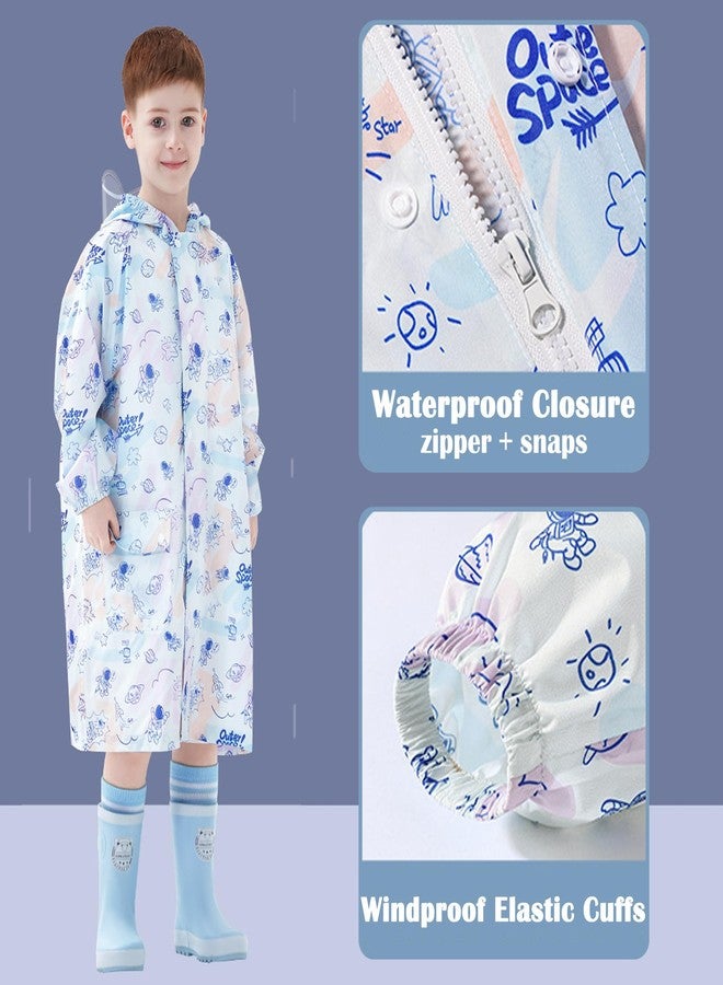 Fewlby Toddler Raincoat Boys Girls Rain Poncho Lightweight Waterpoof Kids Rain Jacket Children Rainwear L Size 4-6 Years - Image 3