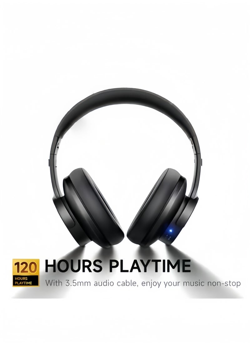 Picun Active Noise Cancelling Headphones Headband Full Ear Wireless Bluetooth Headset Foldable Wireless Over Ear Bluetooth 5.3 Headphones Stereo Bass for Travel Home Office Cellphone Black  - Image 3