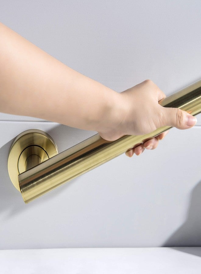KIBI 24 Inch Stainless Steel Bathroom Safety Grab Bar | Straight Shaped Grab Bar for Bathtubs and Showers, Shower Safety Grab Bars for Seniors, Wall Mounted Anti-Slip Support (Brushed Gold, KGB1124) - Image 4