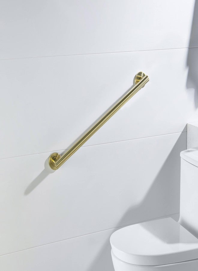 KIBI 24 Inch Stainless Steel Bathroom Safety Grab Bar | Straight Shaped Grab Bar for Bathtubs and Showers, Shower Safety Grab Bars for Seniors, Wall Mounted Anti-Slip Support (Brushed Gold, KGB1124) - Image 3