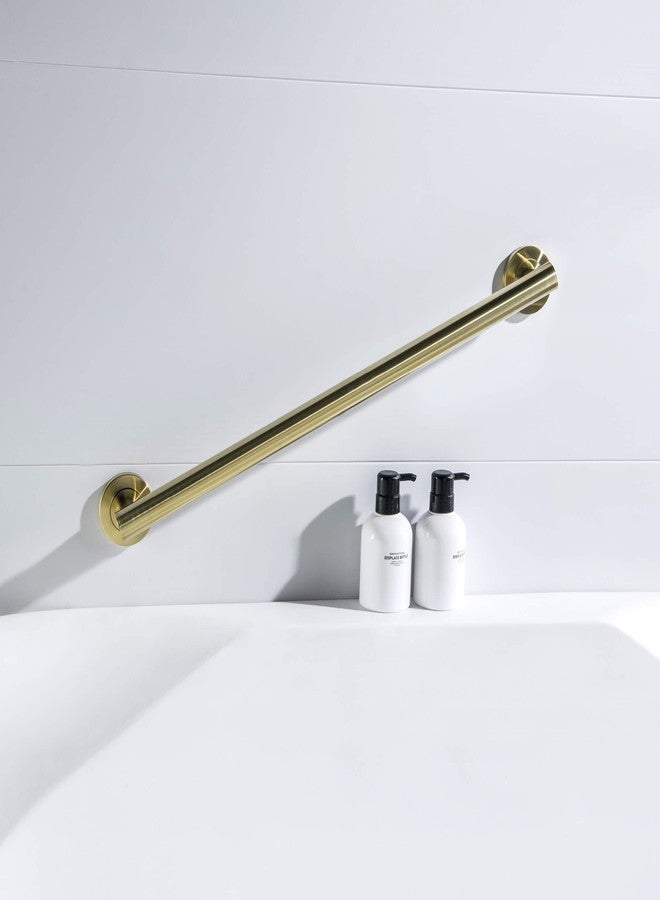 KIBI 24 Inch Stainless Steel Bathroom Safety Grab Bar | Straight Shaped Grab Bar for Bathtubs and Showers, Shower Safety Grab Bars for Seniors, Wall Mounted Anti-Slip Support (Brushed Gold, KGB1124) - Image 2