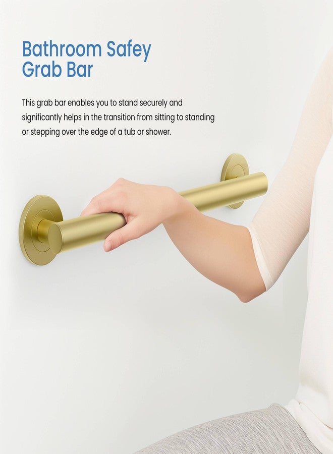 KIBI 24 Inch Stainless Steel Bathroom Safety Grab Bar | Straight Shaped Grab Bar for Bathtubs and Showers, Shower Safety Grab Bars for Seniors, Wall Mounted Anti-Slip Support (Brushed Gold, KGB1124) - Image 5