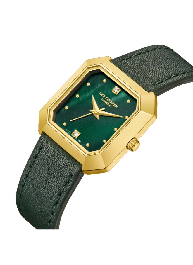 Lee Cooper Lee Cooper Women's Watch, Analog Display and Leather Strap - LC08028.175, Green  - Image 2